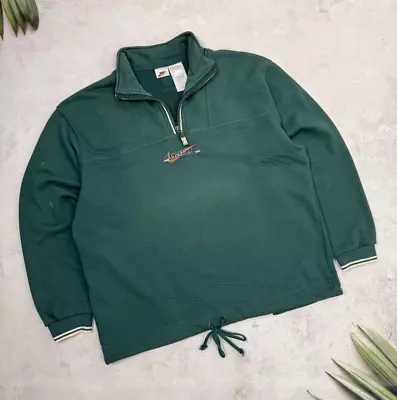 Vintage 90s Nike 1/4 Zip Sweatshirt / Pullover SINGAPORE Emerald Green Size L • $141.59