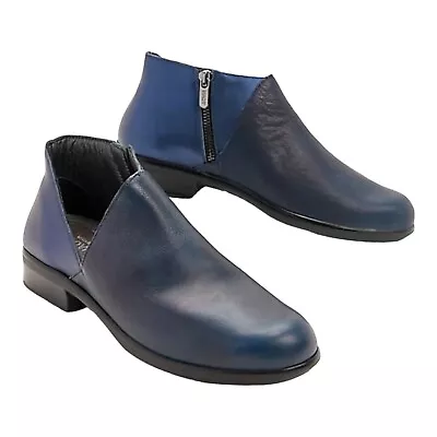 Naot Leather Cut-Out Ankle Boots Bayamo Ink/Polar Sea Blue Women's US 9/ EU 40 • $69.29