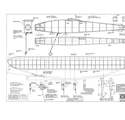 1948 Wakefield Winner 46  Wingspan Model Airplane Printed Plans & Templates • $20