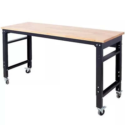 60  Wide Rolling Workbenches For Garage - Adjustable Height  Metal With Rubber • $223.99