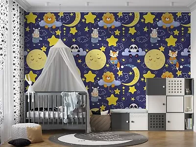 3D Cartoon Moon Stars Panda Kids Wallpaper Wall Murals Removable Wallpaper • $26.10