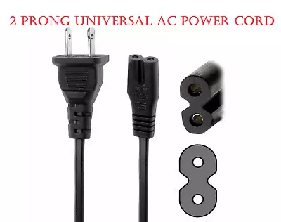 2-Prong AC Power Cord Cable Replacement For TV Printer AC Adapter Power Cord • $5.99