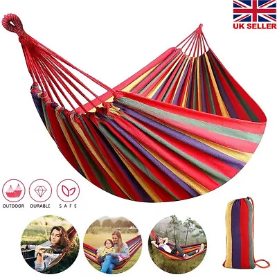 Garden Camping Canvas Hammock Bed Hanging Swing Breathable Outdoor 1-2 Person • £15.99