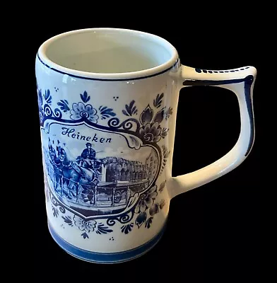 Vintage Heineken Hand Painted Delft Blue Stein Beer Mug Made In Holland • $4.50