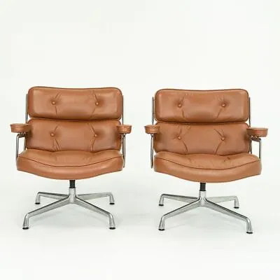 1970s Herman Miller Eames Time Life Lobby Chair In Cognac Leather 2x Available • £4054.66