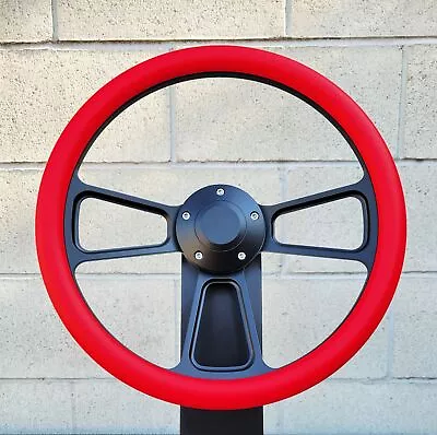 14  Red Billet Half Wrap Steering Wheel Black Wrap For Chevy Muscle C10 Ford • $124.33