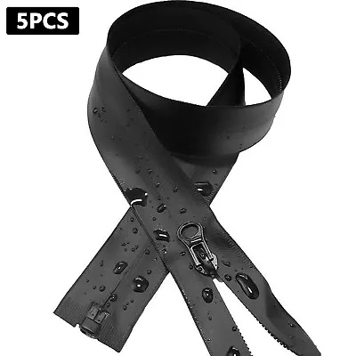 £7.16 • Buy 5x Black Waterproof Zippers Zip Open End For Sewing Jacket Coat Outdoor Clothing