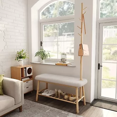 $59.99 • Buy Open Box Bamworld Coat Rack Shoe Bench For Entryway Hall Tree Bench With Storage