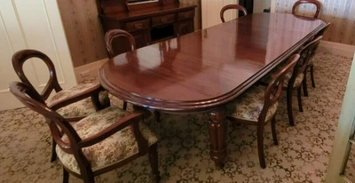 $400 • Buy Antique Dining Table Set, 8 Chairs, Extendable, 3.2 M, Varnished Timber