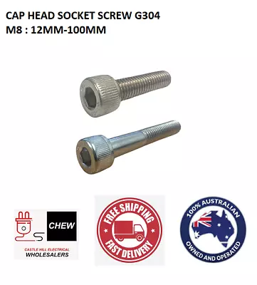 M8 (8mm) Stainless Steel G304 Cap Head Socket Screw Bolt Allen Metric Coarse • $4.50