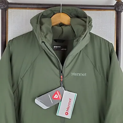 NWT $220 MARMOT Size XL Mens OD Green Primaloft Silver Hooded Jacket Coat NEW • $184