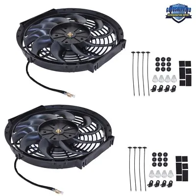 2× 12  Universal Slim Fan Push Pull Electric Radiator Cooling Fan 12V Mount Kit • $36.45