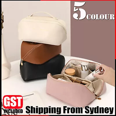 $6.99 • Buy Large Capacity Travel Cosmetic Bag Makeup Brushes Slots Dividers Organizer Pouch