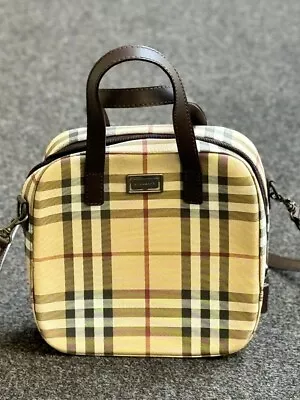 BURBERRY Vintage Nova Check Nylon Hand Boston Bag Beige/Brown • $259.99