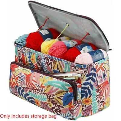 Knitting Yarn Storage Bag Tote Crochet Hook Needles Accessories Organizer Holder • £12.29