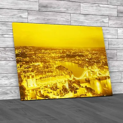 London At Sunset City Skyline Yellow Canvas Print Large Picture Wall Art • £18.95