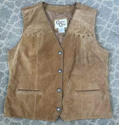 Cripple Creek 100% Leather Vest Mens Size XL Western Snaps Brown ML66161 • $29.99