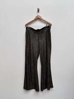 70s Style Black Flared Trousers Gold Sequin Medium - Ex Hire Fancy Dress Costume • £12