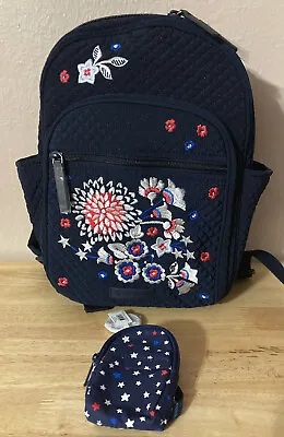 Vera Bradley Small Backpack In Classic Navy & Backpack Charm With Stars NWT • $70