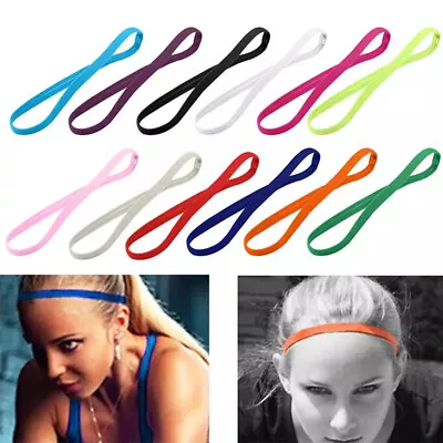 Slim Strip Sweat Guide Headband For Men Women GYM Sports Elastic Hair Band • £2.39