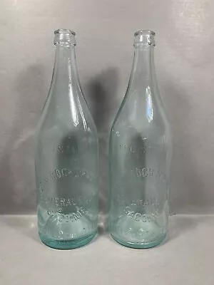 Seal Rock Spring Embossed Beverage Bottles Aqua Quarts ~ Saco Maine • $44.95