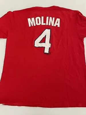 Majestic St. Louis Cardinals Yadier Molina #4 T-Shirt Mens Size Large L 1023c • $8.95