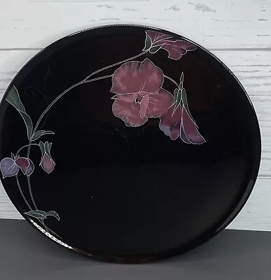 Mikasa Porcelain Cake Platter Floral Cake Plate Black Tango Design 12” FX004 • $11.99
