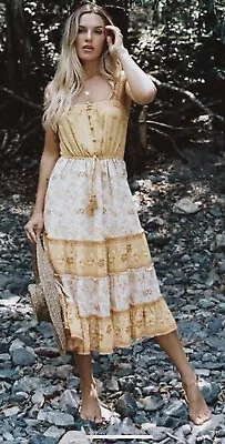$49 • Buy Arnhem Strappy Midi Dress Ochre medium Spring Vibes Boho Hippy