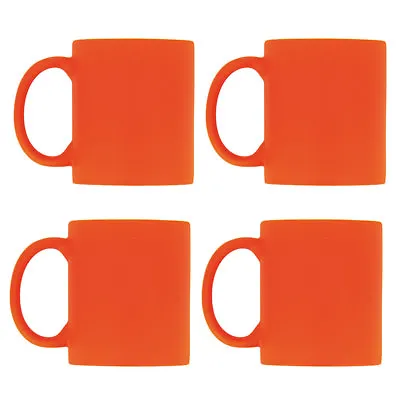 Set 4 Ceramic Tea Coffee Mugs Neon Plain Colour Christmas Designs Gift Present • £12.99