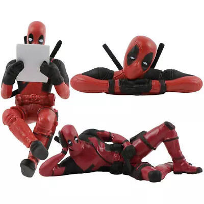 3Pcs/Set Mini Deadpool Action Figure Toys Sitting Lateral Decubitus Cake Toppers • $15.19