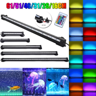 £12.99 • Buy Aquarium Fish Tank Light RGB LED Submersible Air Bubble Lamp Pond Strip Lights
