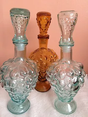 3 Bottles Decanters Vetreria Etrusca Mod Dep Grape Shape Italy • $69.99