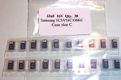 33uF 16V SMD SMT Tantalum Capacitors Case C New Parts Qty. 20 SPECIAL OFFER • £3.65