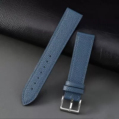 20mm Blue Epsom Leather Grained Calfskin Elegant Vintage Watch Strap Band • $73.72