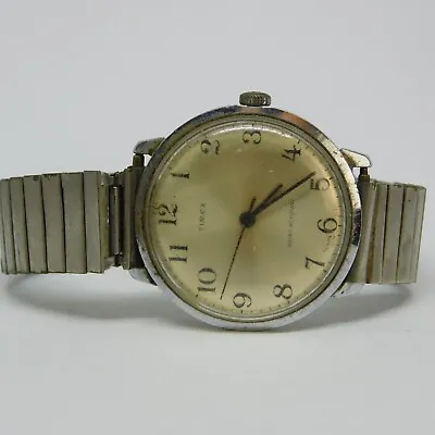 Vintage Timex Silver Tone Wind-up Analog Men's Watch Sz. 7  Needs Service • $34.99