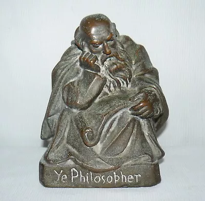 Armor Bronze Co. Morani Monk Signed Bookend MultiPurpose Ye Philosopher • $22.43