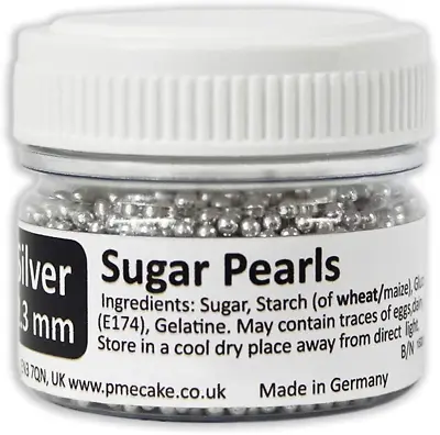 £1.67 • Buy PME Edible Silver Sugar Pearls Balls Cup Cake Topping Icing Decoration 2.3mm 25g