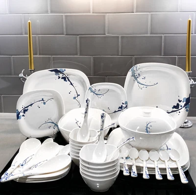 £85.99 • Buy 40 Piece Melamine Dinner Set Tableware Dessert Soup Plate Bowl Home Outdoor