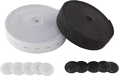 Flat Sewing Band Spool With Buttonholes Elastic Stretchable Ideal For DIY Wais • $11.75