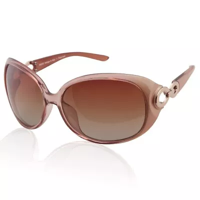 DUCO Ladies Round Sunglasses Polarized UV400 Champagne Brown Gradient 64 18 130 • £12.99