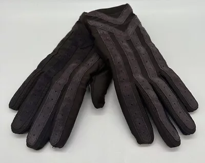 Vintage Isotoner Warm-Ups Aris Dark Brown Chevron Gloves Men's M • $12