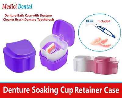 Denture Care Retainer Box With Tray Case Cup Storage Denture With Rinsing Basket • $9.99