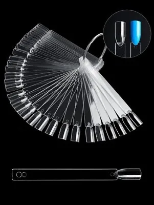 50x NAIL ART TIPS POLISH COLOUR STICKS DISPLAY FAN PRACTICE CLEAR WHEEL STARTER • £2.78