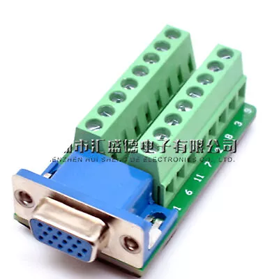 DB15 15Pin D-Sub Adapter Vga 3 Rows Female 15Pin Jack Port To Terminal Brea • $8.51