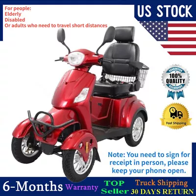 Heavy Duty 4-Wheel Mobility Scooters 31 Miles 3-Speed 800W 500lbs Capacity Red • $1899