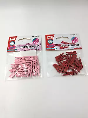 2x 20 Pack Mini Wooden Craft Pegs - Red Pink • £3.99