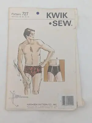 Vintage Sewing Pattern Kwik Sew 727 - Mens Briefs 1980's   Uncut • $8.36
