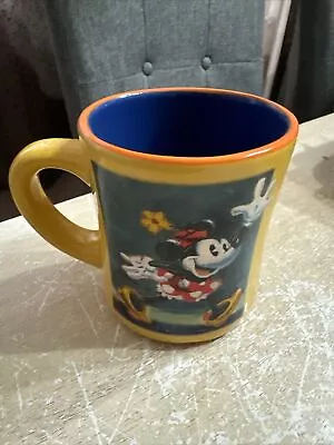 The Disney Store Vintage Inspired Minnie Mouse Coffee Mug Cup Yellow Blue  • $15.99