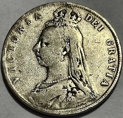 GREAT BRITAIN - Queen Victoria - 1/2 - Silver Half Crown - 1891 - Km-764  • $25