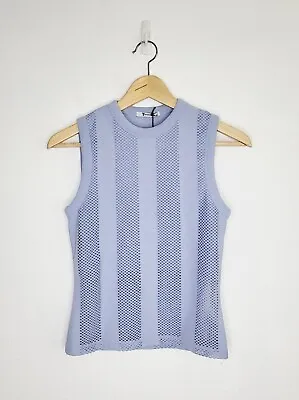 T ALEXANDER WANG Women's Perforated Layered Knit Tank Light Blue Size XS NWT • $30